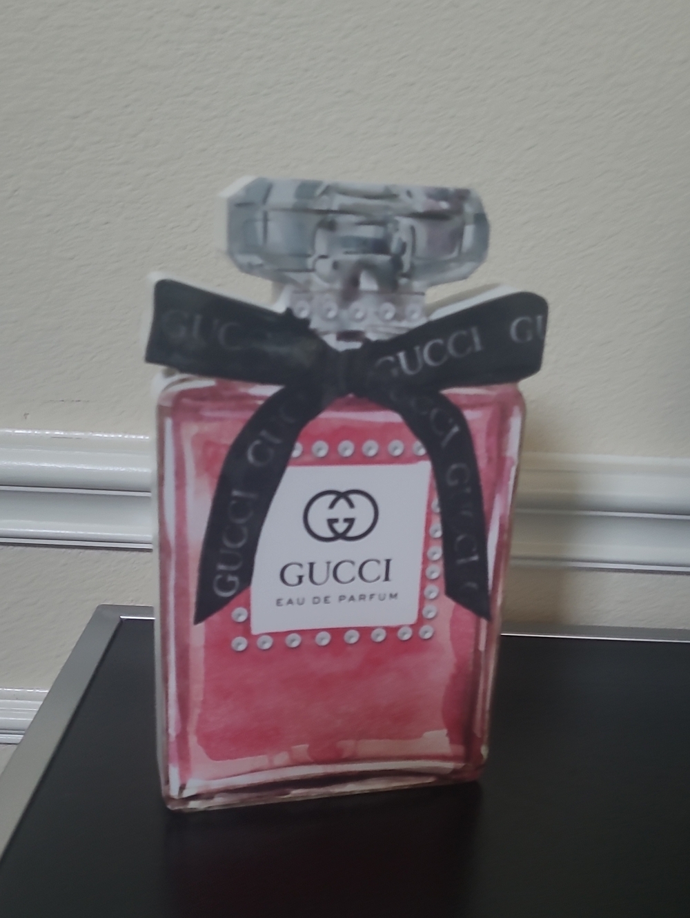 Luxury Inspired Pink Glass Bottle with Black Ribbon - Picture 2 of 4